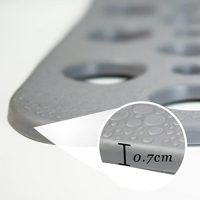 Non Slip Large Shower Mat 35.4"*23.6", TPE Bath Mats for Inside Outside Shower,Extra Large Bathtub Mat with Suction Cups and Big Drain Holes