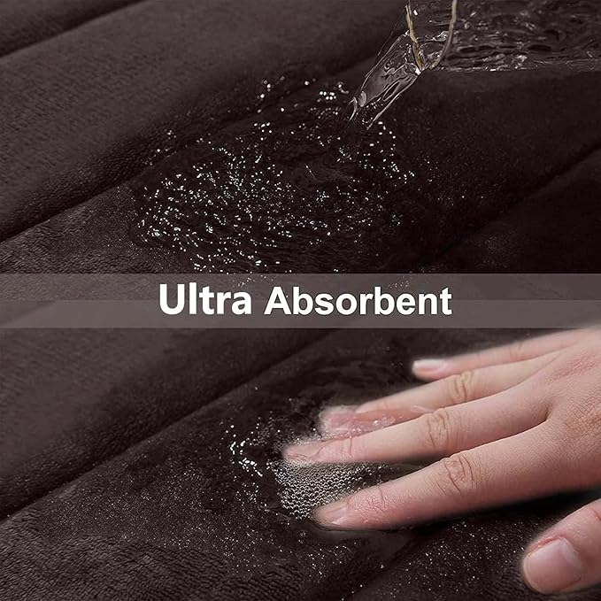 Buganda Memory Foam Bath Mat, 35.4" x 24", Ultra Soft and Non-Slip Bathroom Rugs, Water Absorbent and Machine Washable Bath Rug Runner for Bathroom, Shower, and Tub, Brown