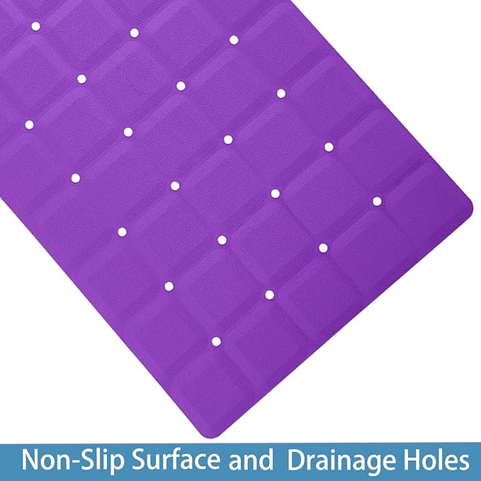 Foldable Silicone Bathtub Mat: Jumbo Size Heavy Duty Safety Bath Mat for Tub Without Suction Cups Non Slip Bath & Shower Mat for Textured, Reglazed, Refinished Tub (Eggplant Purple,35.8 x 17.7)