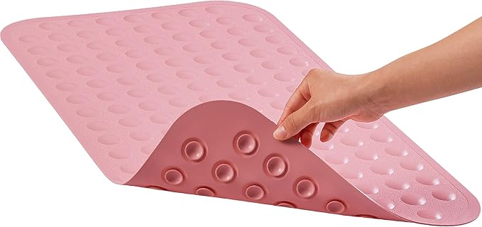 Yanzifly Bathtub Mat Non Slip Bath Mat for Tub Silicone Soft Bath Tub Mat Non Slip Shower Mats, Suction Cups Bath Tub Anti Slip Matt for Family Use, Machine Washable - Pink
