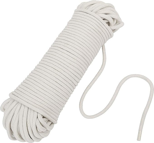 KEILEOHO 1/4 Inch Natural Cotton Rope, 164 FT Length White Craft Clothesline Cord Craft Knitting Thread String Heavy Duty Wall Hanging Rope for Garden Flower Plant DIY Decoration Clothes Hanger
