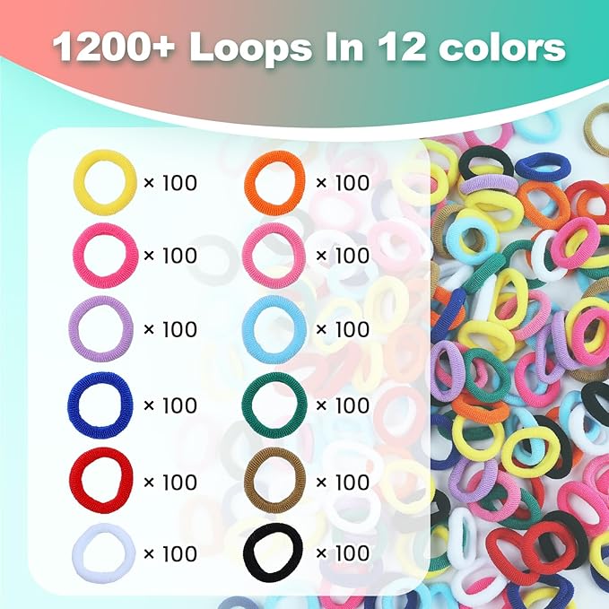 ZMMB Mermaid Bracelet Making Kit for Girls Ages 6-12 - 1200+ Rainbow Elastic Cloth Loom Bands in 12 Colors, DIY Craft Set with Mermaid Loom Tool, Storage Box – Great Birthday Gift for Kids