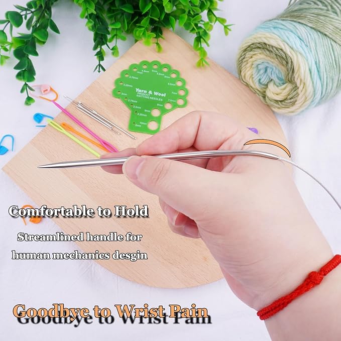 Hobekoee Circular Knitting Needle 40 inch (100cm),Size US 0 (2.0mm) Round Stainless Steel Knitting Needles for Smoothly Knit Blanket,Sweater,Coaster,Socks