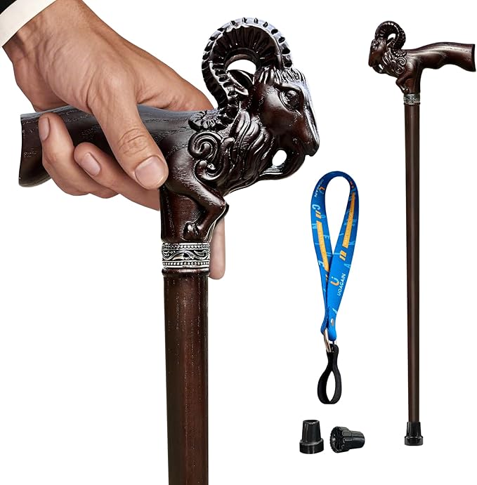 Hand Carved Wooden Cane Ultra Lightweight 0.88 lbs Support up to 500 lbs Walking Cane for Men and Women High-end Solid Wood Canes for Seniors with 3 Tips for City Trekking Daily Use