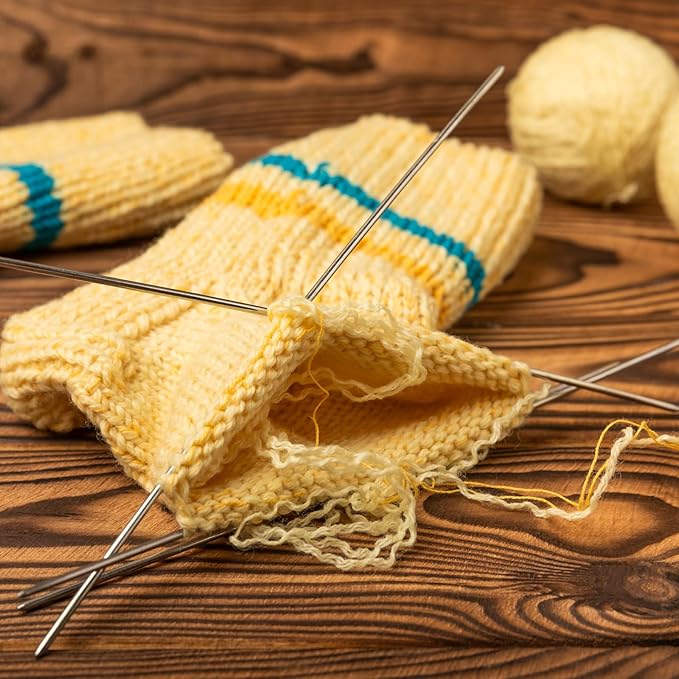 uxcell 3Pcs Size US 6 (4mm) Double-Pointed Flexible Knitting Needles 9 Inch(23cm) Stainless Steel Needle for Handmade Projects DIY Knitting