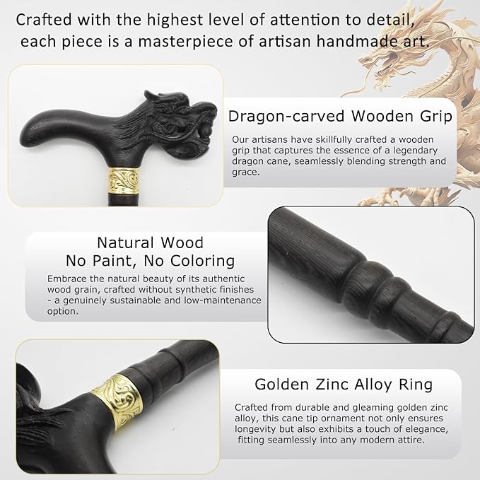 Wooden Walking Canes for Men and Women, Natural Rosewood Walking Sticks for Senior Support, Up to 500 Lbs Walking Stick, Heavy-Duty Walking Cane for Men, Suitable for Gift Giving