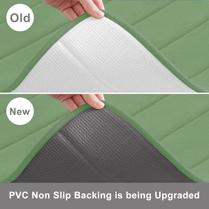 Buganda Memory Foam Bath Mat, 60" x 24", Ultra Soft and Non-Slip Bathroom Rugs, Water Absorbent and Machine Washable Bath Rug Runner for Bathroom, Shower, and Tub, Olive Green