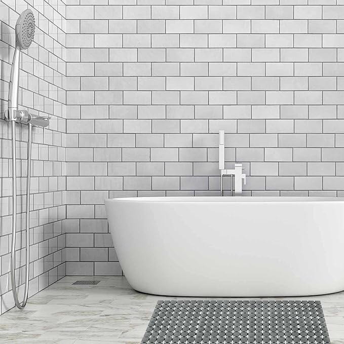 Shower Mat Non Slip Bathtub Mat with Suction Cups and Drain Holes Bath mat for tub 33.4 x 15.7 Inch Large Size