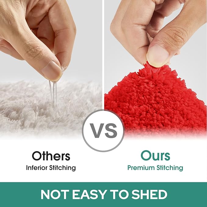 HOMEIDEAS Bathroom Rugs Sets 2 Piece, Super Soft and Absorbent Non Slip Microfiber Machine Washable Bath Mat Set (20"x32"+U20 x24, Red)