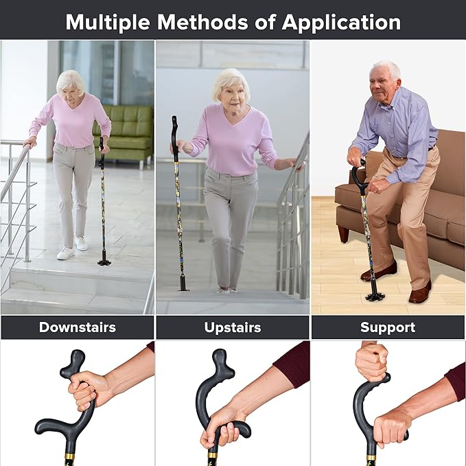 Walking Canes for Women for Stability - YOKABOZE Walking Sticks for Seniors Balance, Height Adjustable Anti-Slip Lightweight Aluminum Folding Cane Collapsable for Travel Purple Plaid