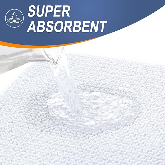 OLANLY Thick Memory Foam Bath Mat Rug 59x20, Extra Soft Absorbent Bathroom Rug, Quick Dry Bath Mats, Non-Slip, Machine Washable Carpet for Bathroom, Tub and Shower, Home Decor Accessories, White