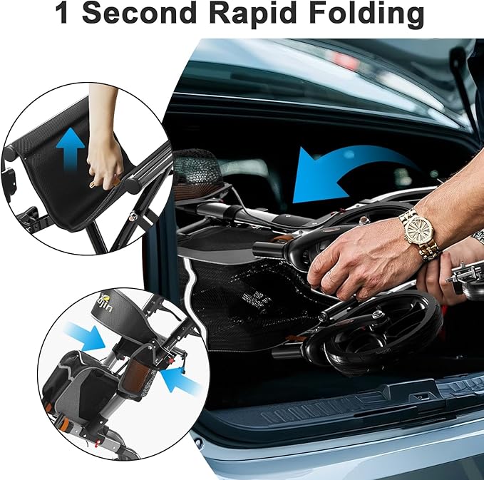 Walkers for Seniors, Rollator Walker with Seat, 350 lb Weight Capacity, 18" Big Seat, 8" All-Terrain Wheels, 6-Level Adjustable Height, Lightweight Aluminum Frame Rollator Walkers for Seniors (Gray)