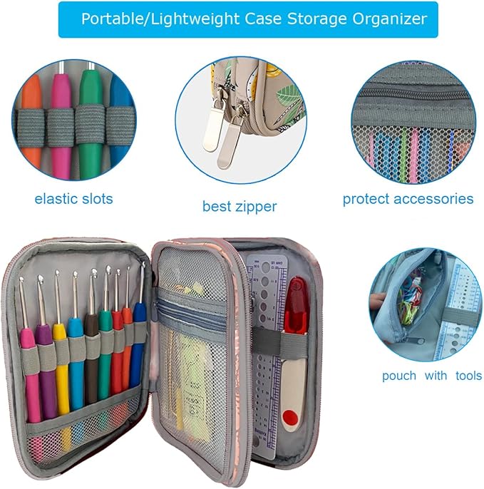 Weabetfu 102pcs Crochet Hooks Set Crochet Hook Kit with Case Ergonomic Crochet Needles for Arthritic Hands and Crochet Accessories Complete Crochet Set for Beginners & Experieced Crochet Lovers