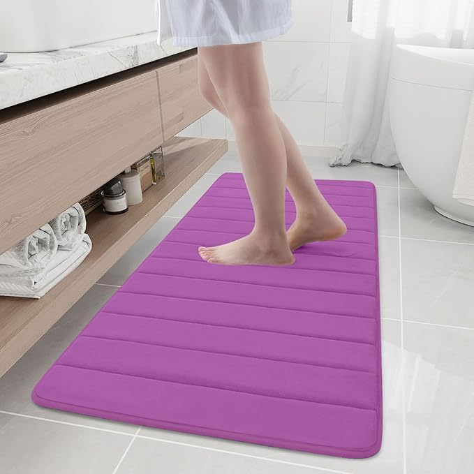 Buganda Memory Foam Bath Mat, 55" x 24", Ultra Soft and Non-Slip Bathroom Rugs, Water Absorbent and Machine Washable Bath Rug Runner for Bathroom, Shower, and Tub, Violet