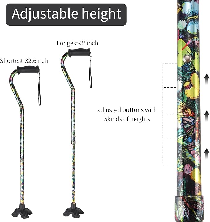 Elegant Walking Cane for Women, Foldable & Adjustable Cane for Seniors with Self-Standing Tip | Lightweight Mobility Aid for Stability & Balance Support