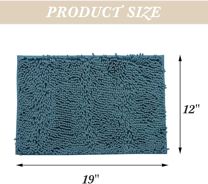 Non-Slip Bath Rug,Extra Soft Microfiber Bedroom Shag Carpet with Anti-Slip Backing,Water/Dust Absorbent Fast Dry Shower Mat,Sound Insulated Stairs Pad,Machine Washable (Turquoise,12 x 19 Inches)