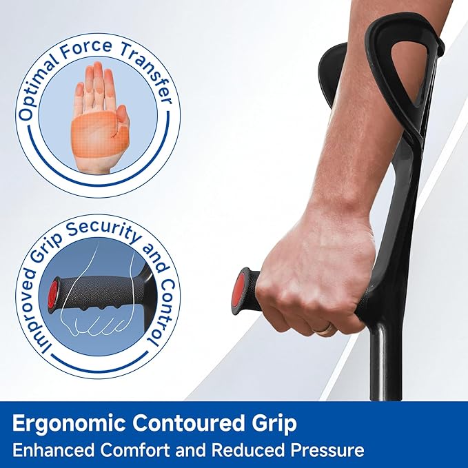 Carbon Fiber Elbow Walking Cane for Men/Women, Lightweight, Height Adjustment Walking Stick, with Ergonomic Contoured Grip and Comfortable U-Shaped Elbow Support for Senior