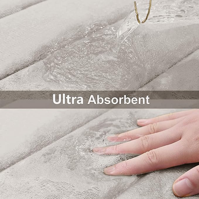 Buganda Memory Foam Bath Mat, 30" x 20", Ultra Soft and Non-Slip Bathroom Rugs, Water Absorbent and Machine Washable Bath Rug for Bathroom, Shower, and Tub, Cream