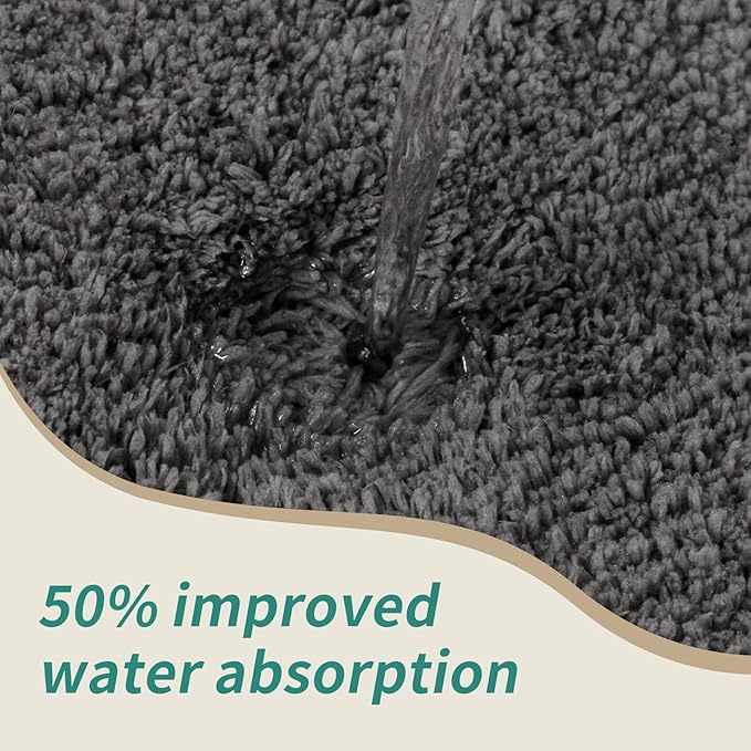 Bathroom Rugs 24x48 Non Slip Dark Grey Fluffy Bath Mat for Bathroom Floor Washable Plush Luxury Bath Rug for Tub Soft Shaggy Absorbent Shower Sink Mat