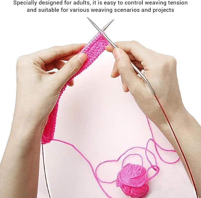 TOPINCN 11 Pcs Stainless Steel Circular Knitting Needles Set 2-8mm 80cm Semi Pointed Design Flexible Tubular Construction for Knitting Scarves Hats Sweaters