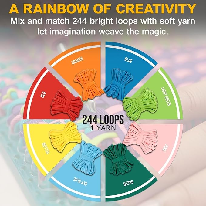 Weaving Loom Kit for Kids – DIY Rainbow Loom & Bracelet Maker Set with Storage Case – Friendly Loom with Colorful Loom Loops, Frames & Tools – Ideal Knitting Loom Craft Gift for Girls & Boys Ages 6-12