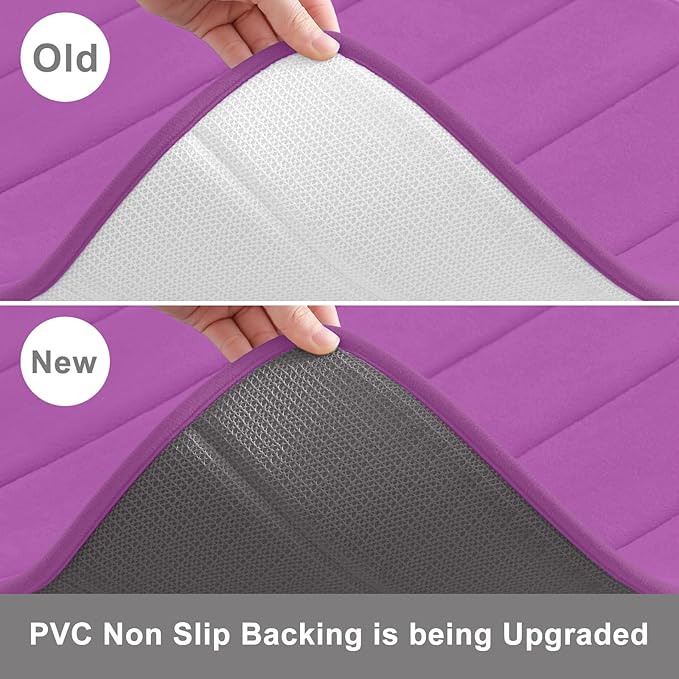 Buganda Memory Foam Bath Mat, 44" x 24", Ultra Soft and Non-Slip Bathroom Rugs, Water Absorbent and Machine Washable Bath Rug Runner for Bathroom, Shower, and Tub, Violet