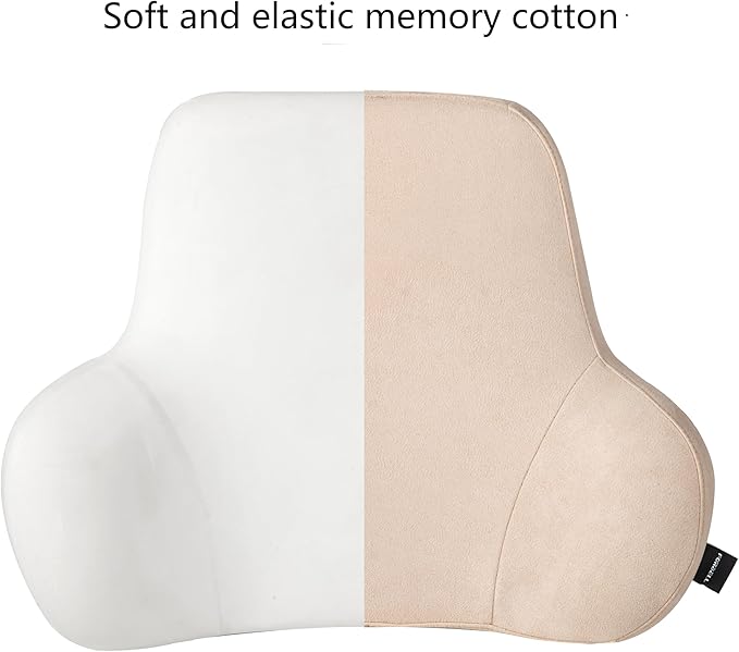 Soft Memory Foam Lumbar Support Pillow for Car Seat with Velvety Suede Cover – Comfortable Back Cushion for Drivers and Passengers