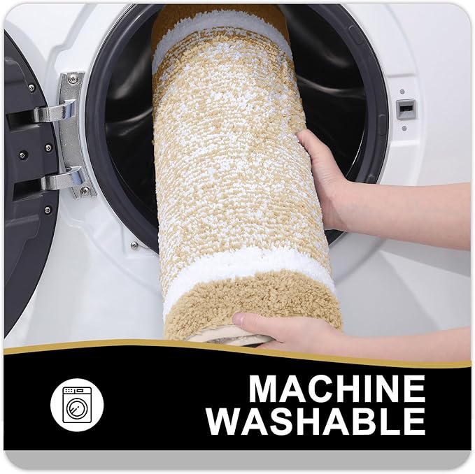 OLANLY Bathroom Rugs 30x20, Extra Soft and Absorbent Microfiber Bath Mat, Non-Slip, Machine Washable, Quick Dry Shaggy Bath Carpet, Suitable for Bathroom Floor, Tub, Shower (Medium, Light Beige)