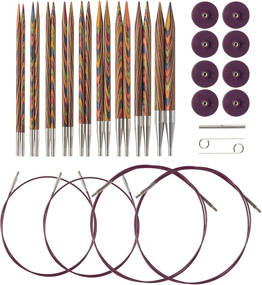Knit Picks Options Wood Interchangeable Knitting Needle Set - US 4-11 (Rainbow)