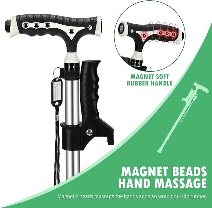 Hold 440 Lbs Walking Cane for Men & Women Aluminum Alloy Lightweight Height Adjustable Walking Stick Heavy Duty Foldbale Free Standing Cane with LED for Seniors Adults