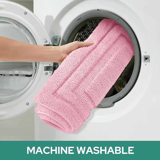 HOMEIDEAS Bathroom Rugs Sets 2 Piece, Super Soft and Absorbent Non Slip Microfiber U-Shaped Toilet Bath Mat Set (20"x32"+U20 x24, Light Pink)