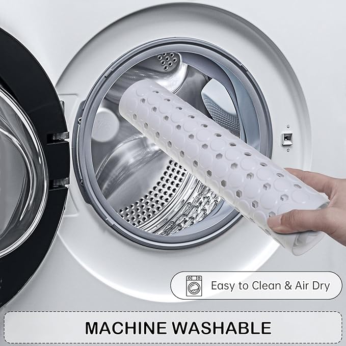 Linoows Non-Slip Bathtub and Shower Mats, Power Grip Bath Mat 35 x 16.3 Inch with Suction Cups and Drain Holes for Tub Bathroom Floor Safety, Machine Washable Soft Bathmat, White