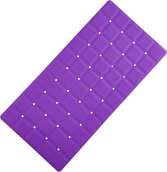 Foldable Silicone Bathtub Mat: Jumbo Size Heavy Duty Safety Bath Mat for Tub Without Suction Cups Non Slip Bath & Shower Mat for Textured, Reglazed, Refinished Tub (Eggplant Purple,35.8 x 17.7)