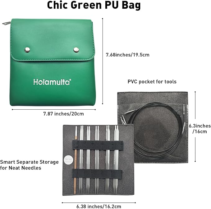 Holamulta Ergonomic Triangular Interchangeable Circular Knitting Needles Set - Ideal for Arthritis & Big Hands (Silver Grey)