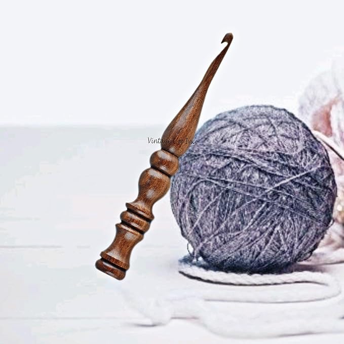 7mm Wooden Crochet Hook – Ergonomic Bamboo Yarn Hook for Crocheting, Knitting, Weaving, Crafting – Comfortable Soft Grip Needle for Arthritic Hands, DIY Handmade Projects & All Yarn Types