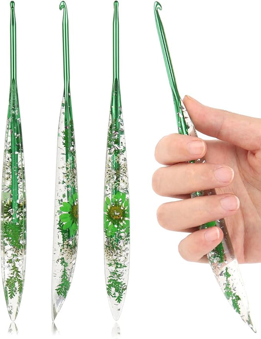 Coopay Crochet Hooks, 4mm Ergonomic Crochet Hook with Floral Plastic Grips, Stylish and Unique, Ideal for Crocheting Blankets, Dolls, Shawls, Hats, Scarves (G-4.0mm)