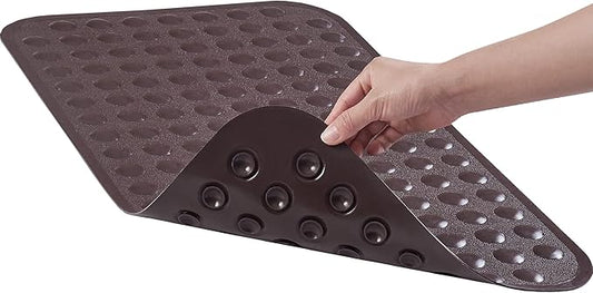 Yanzifly Bathtub Mat Non Slip Bath Mat for Tub Silicone Soft Bath Tub Mat Non Slip Shower Mats, Suction Cups Bath Tub Anti Slip Matt for Family Use, Machine Washable- Brown