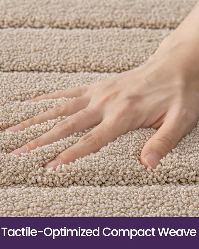 DEXI Bathroom Rug 32x20, Non Slip Washable Bath Mat for Shower Floor, Absorbent Soft Bathmat with Rubber Backing, Quick Dry Microfiber Carpet, Beige