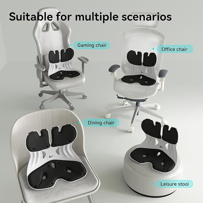 BKT Lumbar Support Seat Cushions Ergonomic Office Chair for Students Office Workers Nursing Mothers Long Sitting Outdoor Fishing Floor Chair (L-Black)