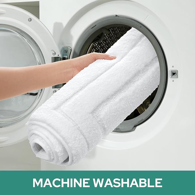 HOMEIDEAS Bathroom Rugs Sets 2 Piece, Super Soft and Absorbent Non Slip Microfiber Machine Washable Bath Mat Set (20" x 32" + 16" x 24", White)