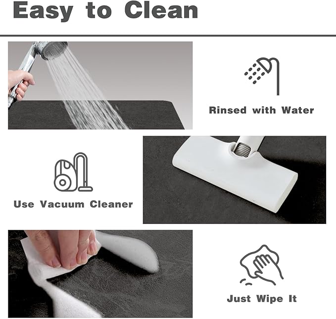 Black Bath Mat, Bathroom Rugs Non Slip Washable Thin Absorbent Quick Dry Bath Mat Fits Under Door Bathroom Floor Mat Perfect for Bath, Shower, or Sink 24"x70" Black