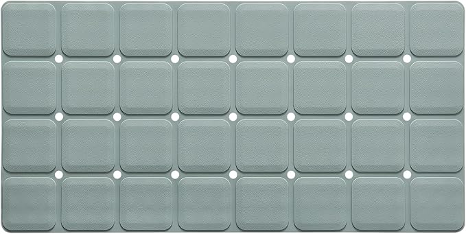 Silicone Bath Mat with Suction Cups – Non-Slip Foldable Bathtub & Shower Mat, Durable & Quick-Dry Safety Tub Mat with Large Drain Holes for Families 28"x 14" Grey