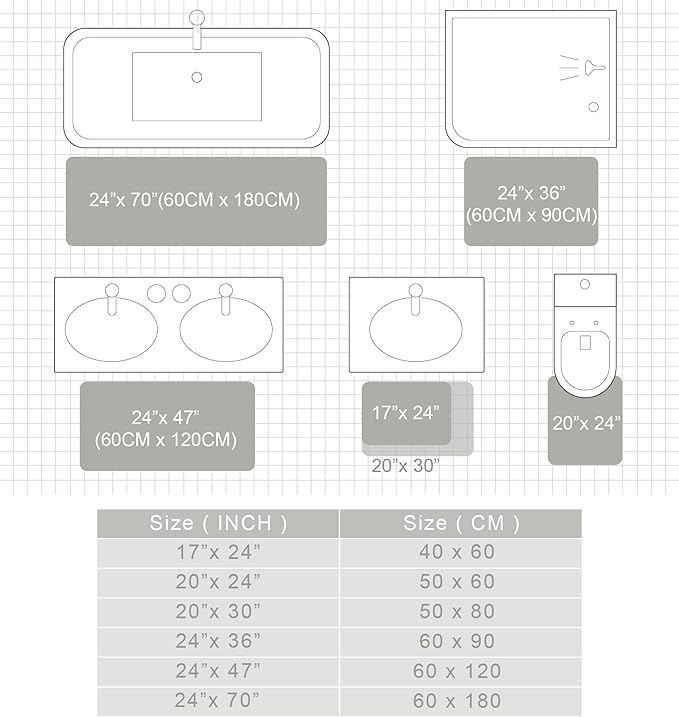 Exclusivo Mezcla Bathroom Rugs Mat 24x47, Extra Soft Non Slip Absorbent Water Microfiber Bath Rugs, Machine Washable Quick Dry Bath Mats for Bathroom Floor, Shower, Home Decor, Gradient Grey