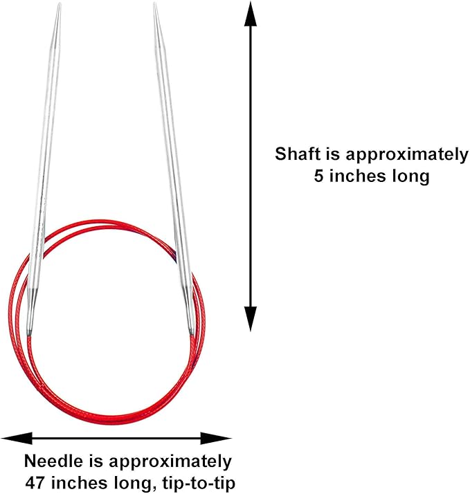 ChiaoGoo Red Lace 47 inch (119cm) Circular Knitting Needles US Size 5 (3.75mm) Stainless Steel 7047-5 with Stitch Holder