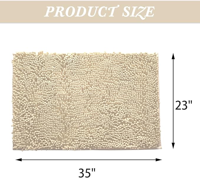Non-Slip Bath Rug,Extra Soft Microfiber Bedroom Shag Carpet with Anti-Slip Backing,Water/Dust Absorbent Fast Dry Shower Mat,Sound Insulated Stairs Pad,Machine Washable (Beige,23 x 35 Inches)