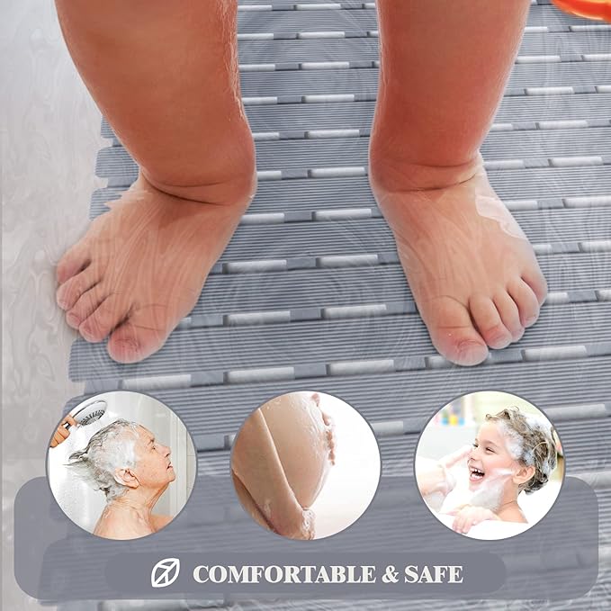 Bathtub Mat Non Slip - Sheepping Shower Mat Machine Washable Anti Slip Bath Mat for Tub, Quick Drain Tub Mat with Suction Cups for Bathroom