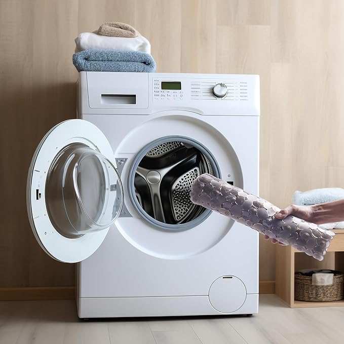 Bath Shower Mat Non Slip: Extra Large Pebble Bathtub mat for Families, Anti Slip Shower Matt with Drain Holes Suction Cups Tub Mat - 16 X 40 Inch Clear Grey