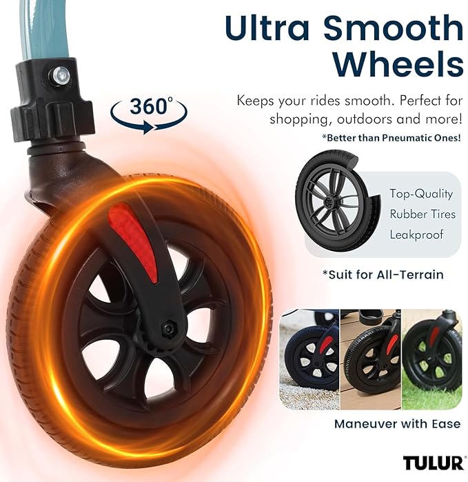 All Terrain Walker Wheelchair Combo,Rollator Walker with Seat for Seniors with Footrest,Transport-Wheelchair Combo,2 in 1 Rolling Walker Chair with Wide Backrest by Tulur (Blue)-New