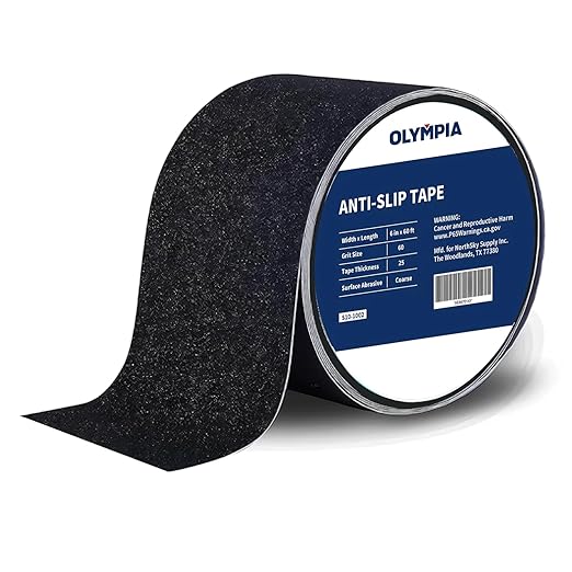 NORTHSKY Olympia 6 Inch x 60 Foot Anti Slip Tape, 60grit Friction, Non-Slip Traction Grip for Stairs, Waterproof Grip Tape Safety Non Skid Tape for Steps Anti-Slip Traction Tape Black