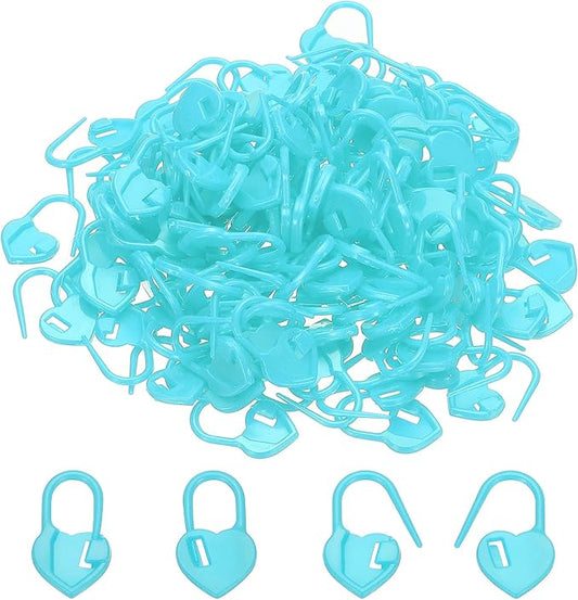 PATIKIL Crochet Stitch Markers, 150Pcs Plastic Knitting Markers Needle Pin Heart Locking Stitch Marker for Sewing Crocheting DIY Craft, Light Blue